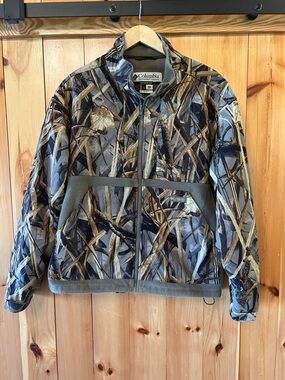 Columbia Men’s Camo Full-Zip Fleece Jacket - Gray, Brown size XL